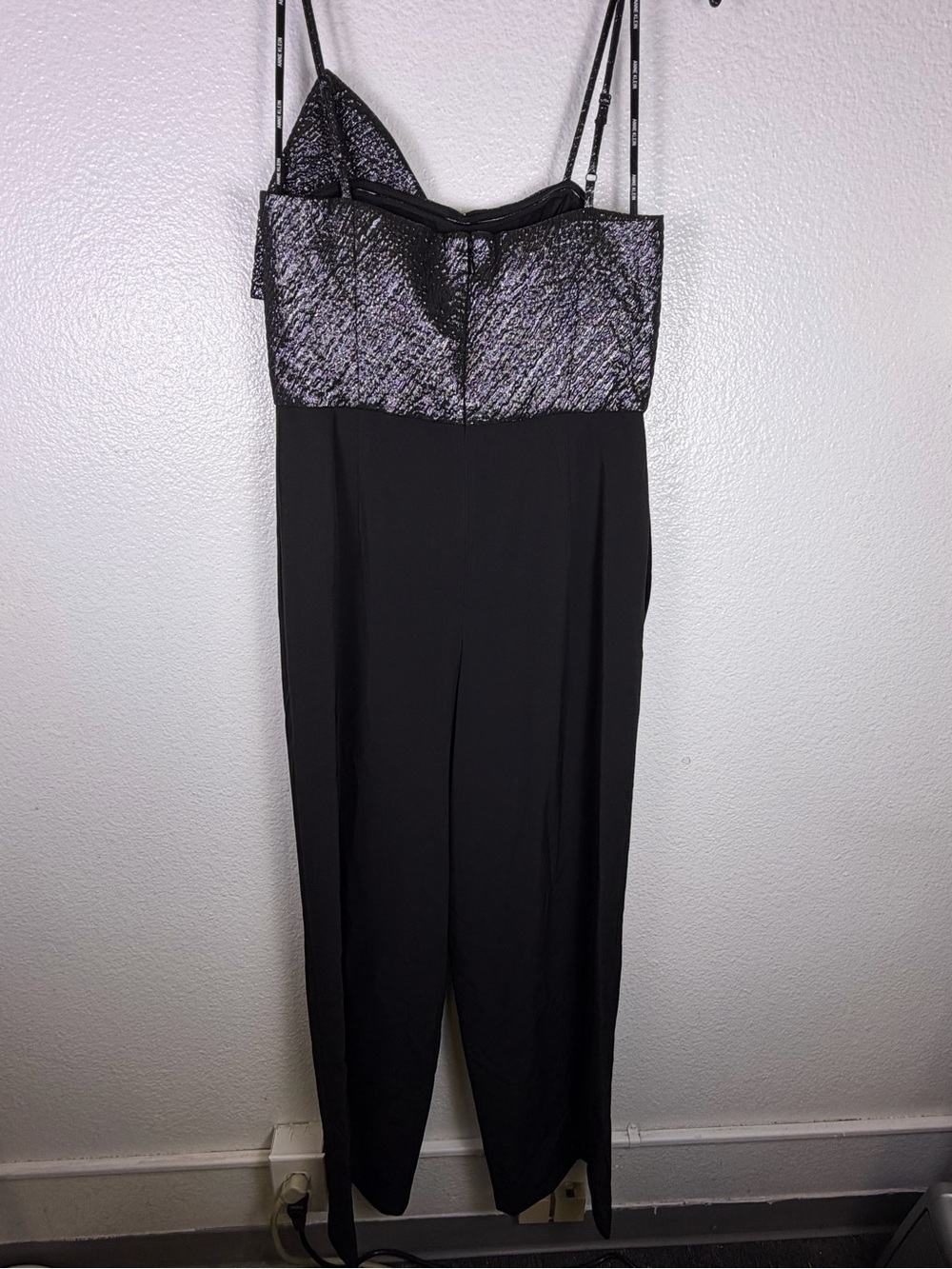 Anne Klein Women's Oversized Bow Jacquard Jumpsuit In Black Size 2 - Picture 4 of 8